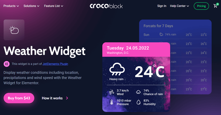 Crocoblock Weather Widget