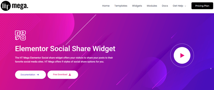HT Mega Elementor Social Share widget
