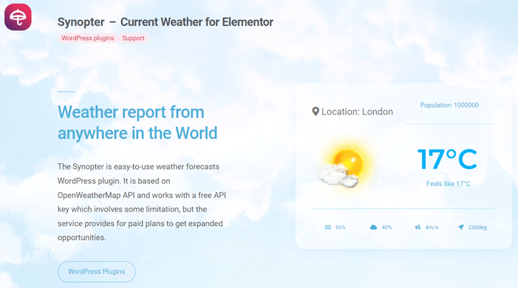 Synopter – Current Weather for Elementor