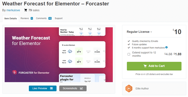 Weather Forecast for Elementor – Forcaster