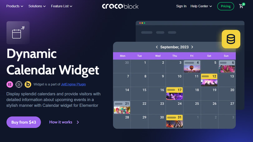 CrocoBlock Event Calendar Widget