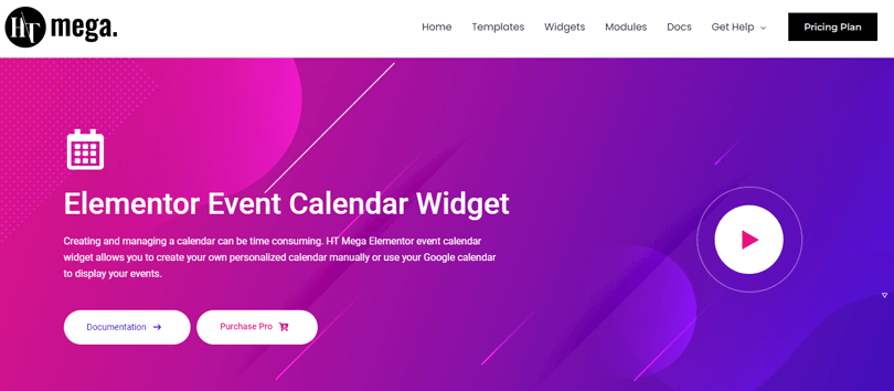 HT Mega Elementor event calendar widget
