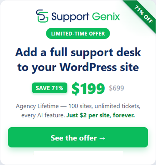 Support Genix Agency Lifetime Deal Offer