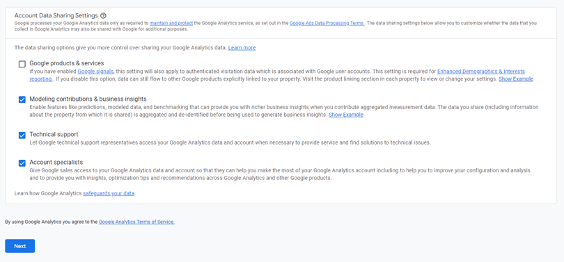 Click on the Next Button