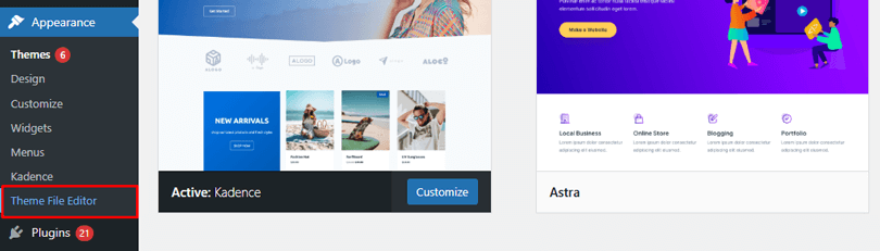 Select Theme File Editor