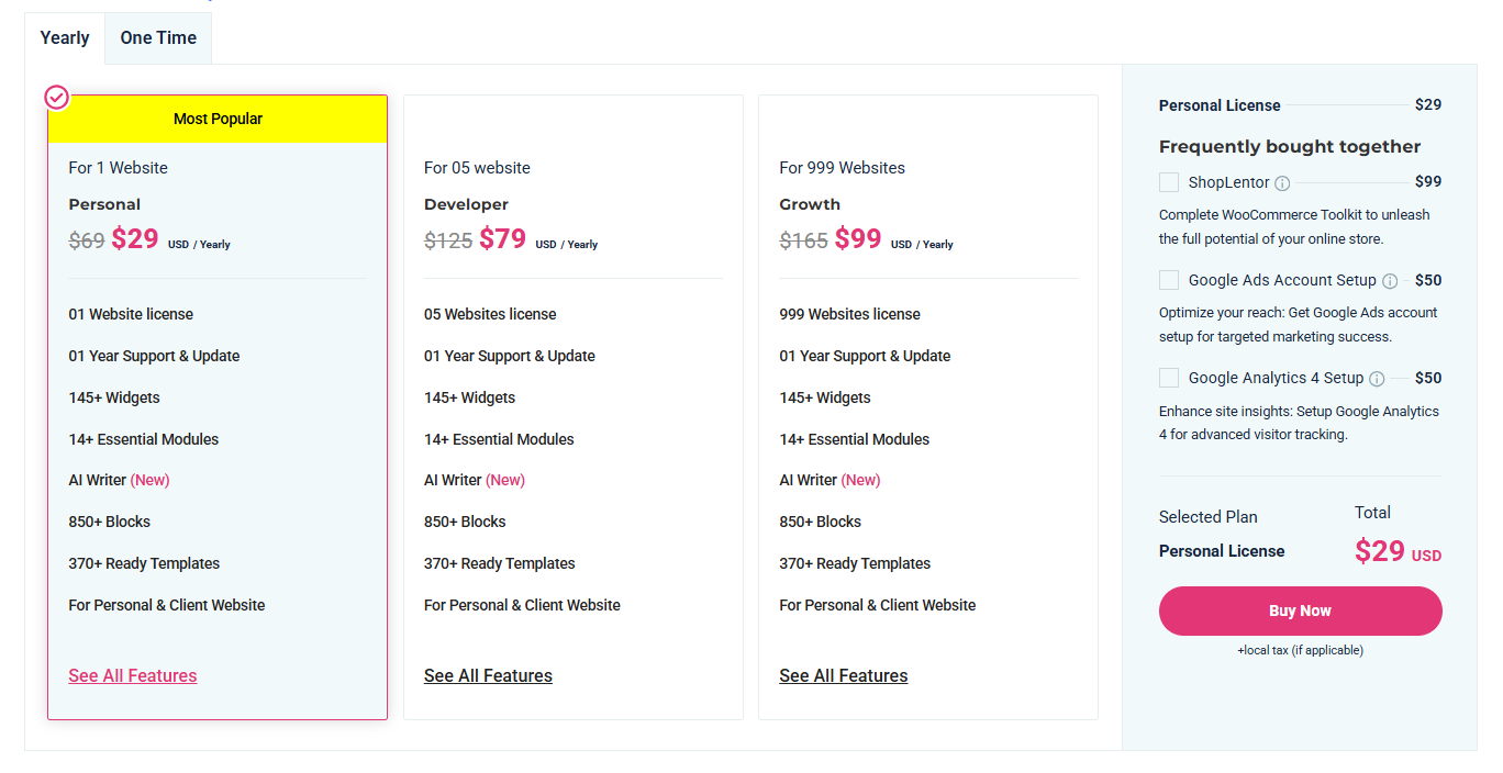 Yearly Pricing Plan