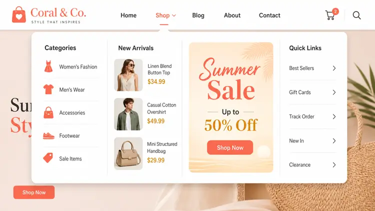 WooCommerce Store Mega Menu Example