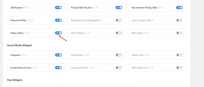 Enable Video Gallery Widget