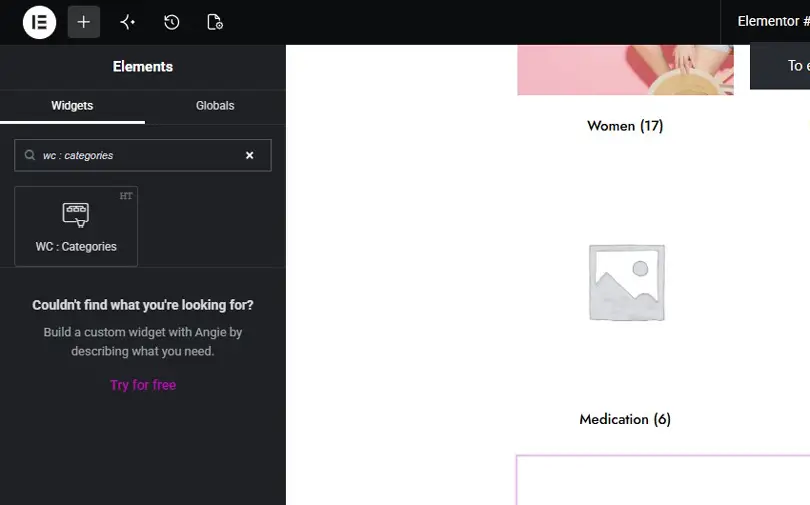 Add Categories widget