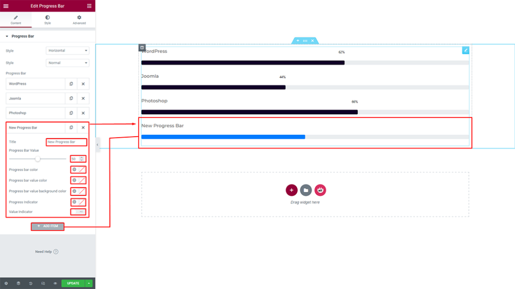 Progress Bar Widget - HT Mega Addons for Elementor