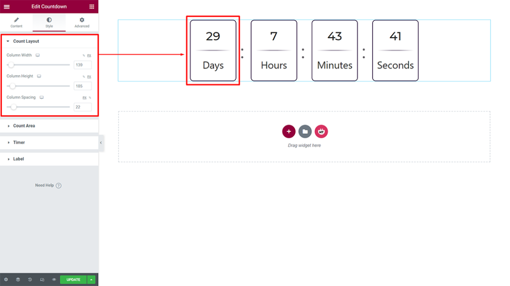 Countdown Widget - HT Mega Addons for Elementor