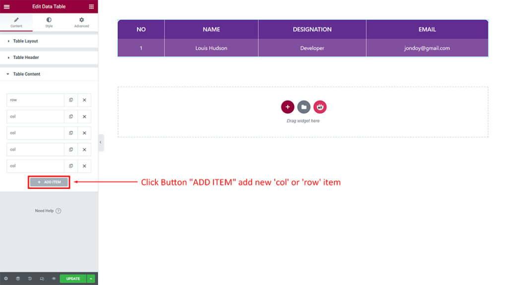 Data Table Widget - HT Mega Addons for Elementor