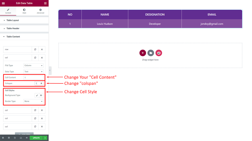 Data Table Widget - HT Mega Addons for Elementor