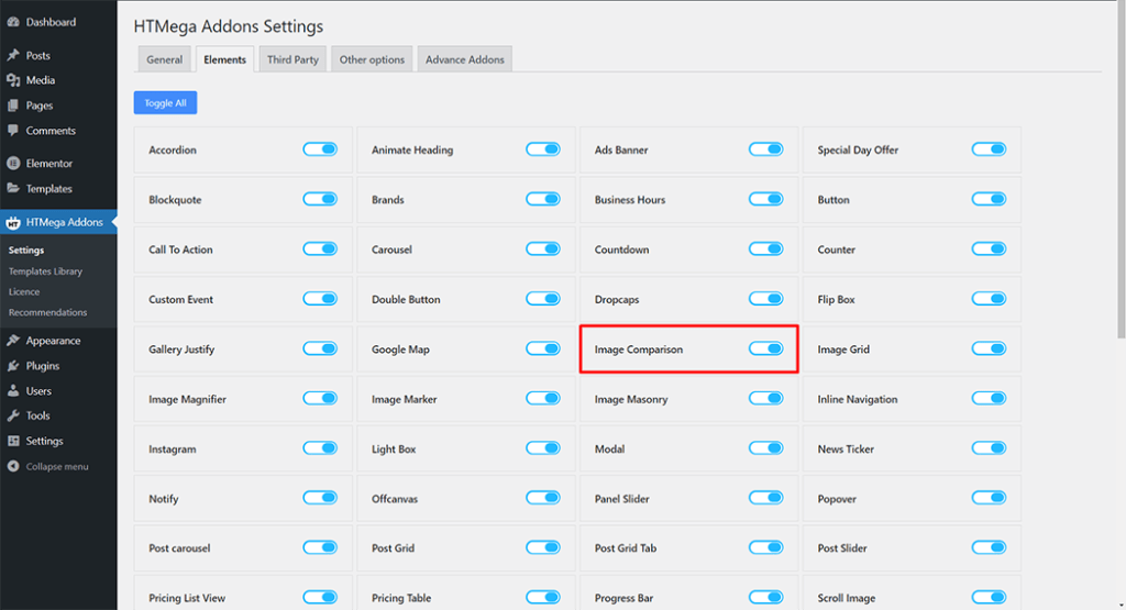 Image Comparison Widget - HT Mega Addons for Elementor