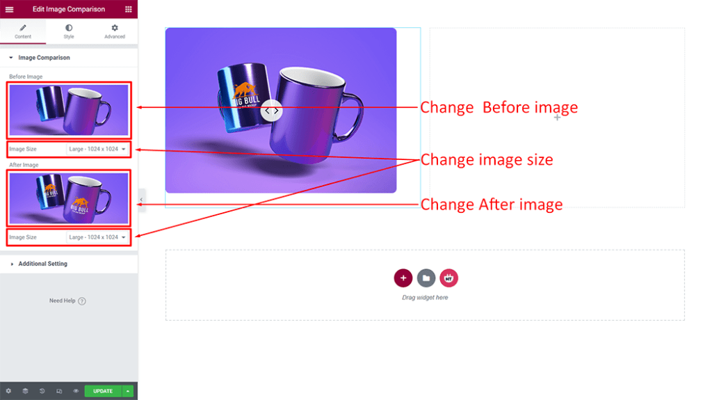 Image Comparison Widget - HT Mega Addons for Elementor