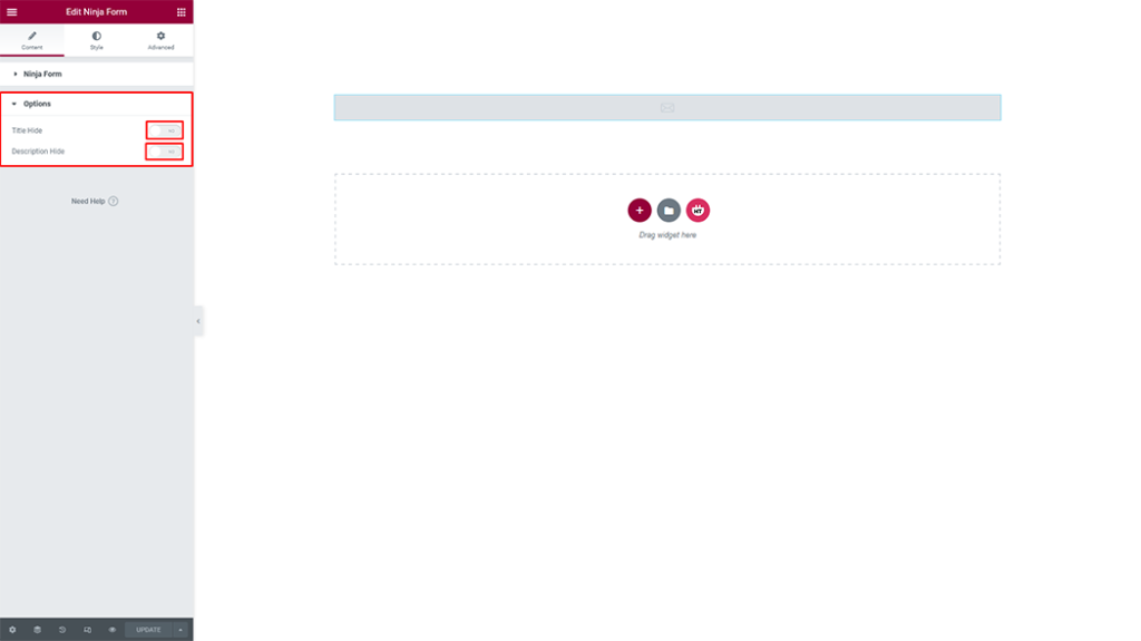 Ninja Form Widget - HT Mega Addons for Elementor