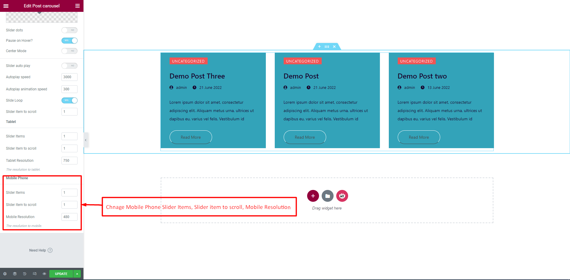 Post Carousel Widget - HT Mega Addons for Elementor
