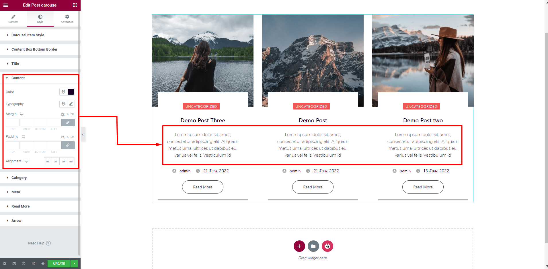 Post Carousel Widget - HT Mega Addons for Elementor
