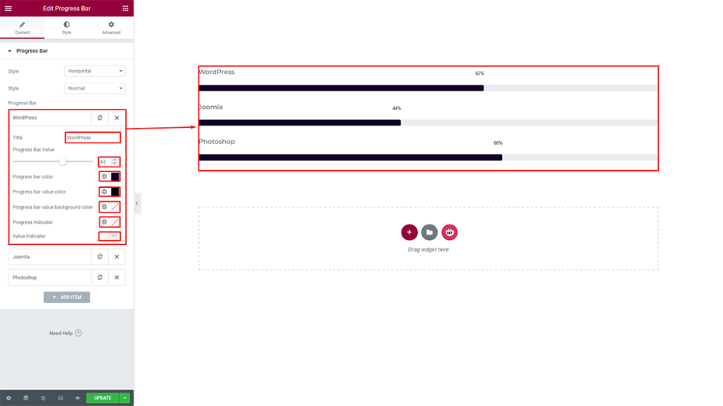Progress Bar Widget - HT Mega Addons for Elementor