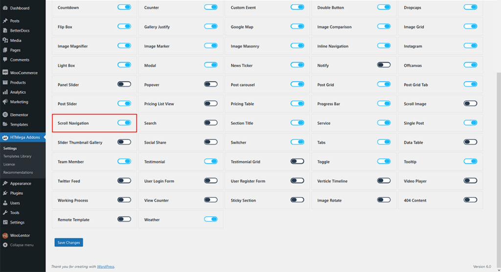 Scroll Navigation Widget - HT Mega Addons for Elementor
