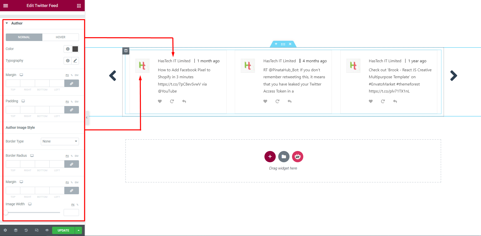 Twitter Feed Widget - HT Mega Addons for Elementor