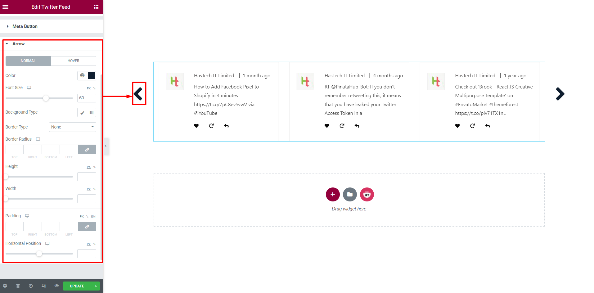 Twitter Feed Widget - HT Mega Addons for Elementor