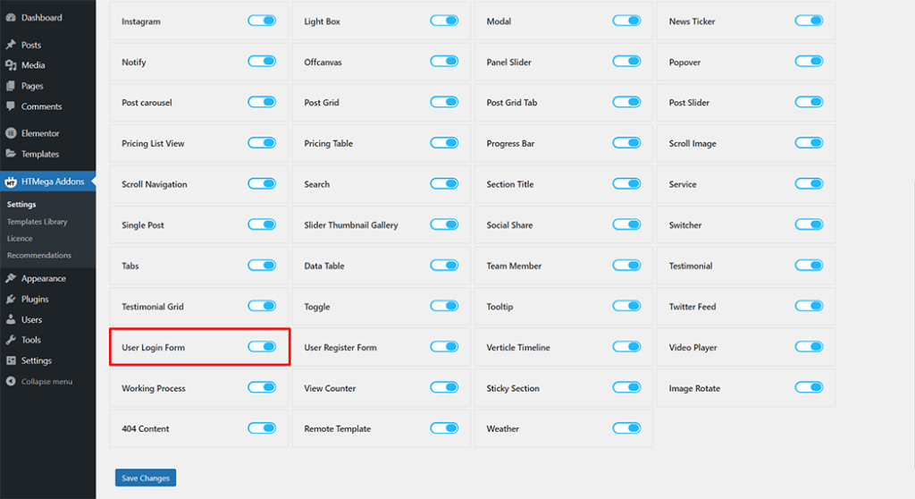 User Login Form Widget - HT Mega Addons for Elementor