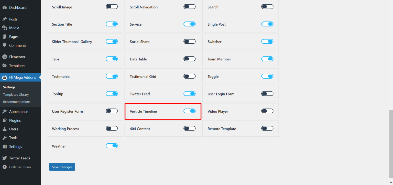 Vertical Timeline Widget - HT Mega Addons for Elementor