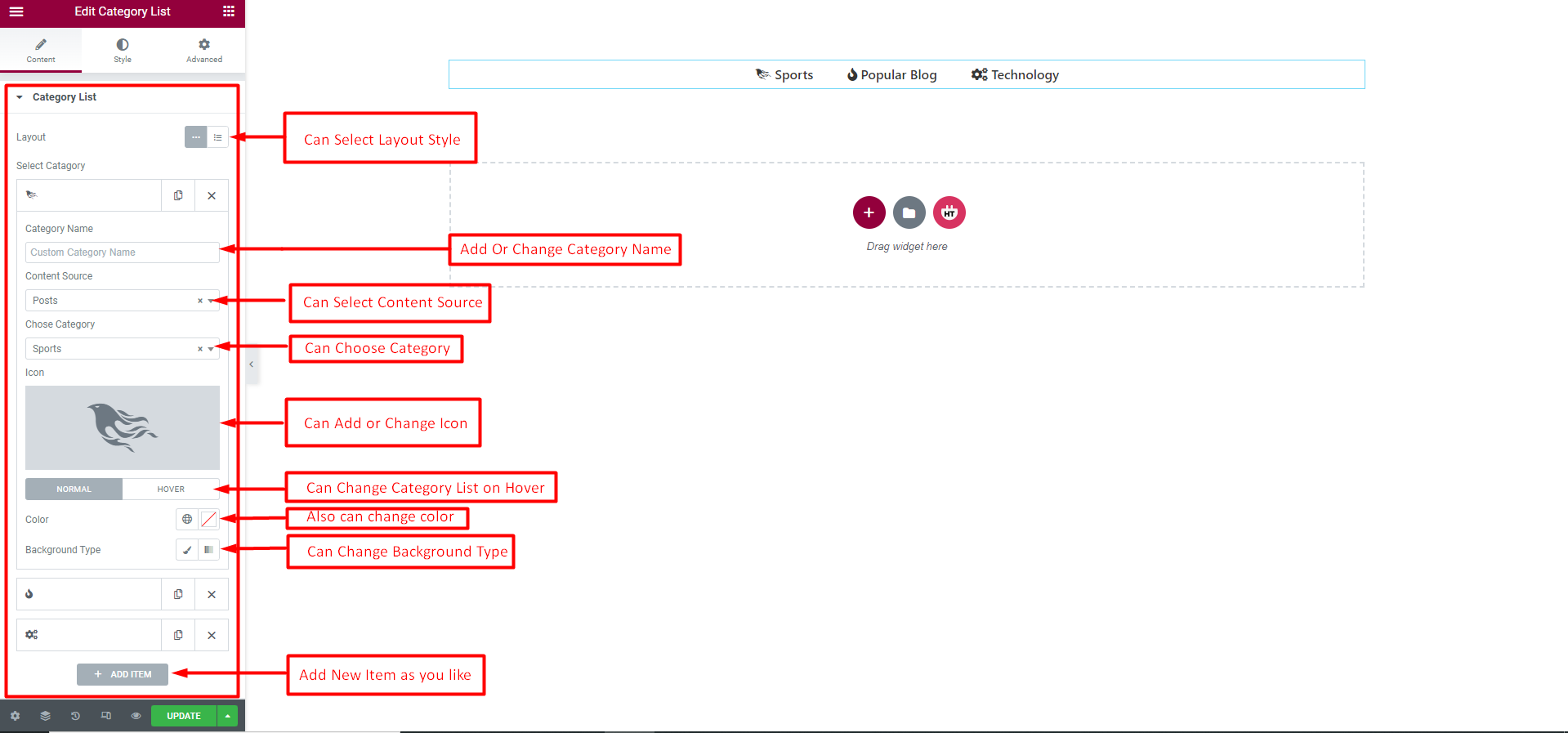 Category List Widget - HT Mega Addons for Elementor
