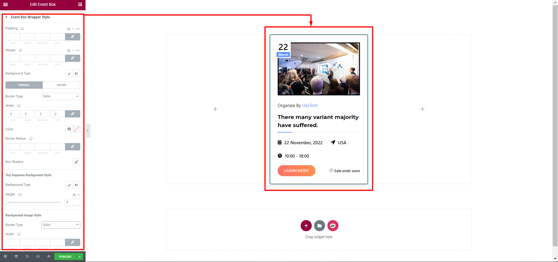 Event Box Widget - HT Mega Addons for Elementor
