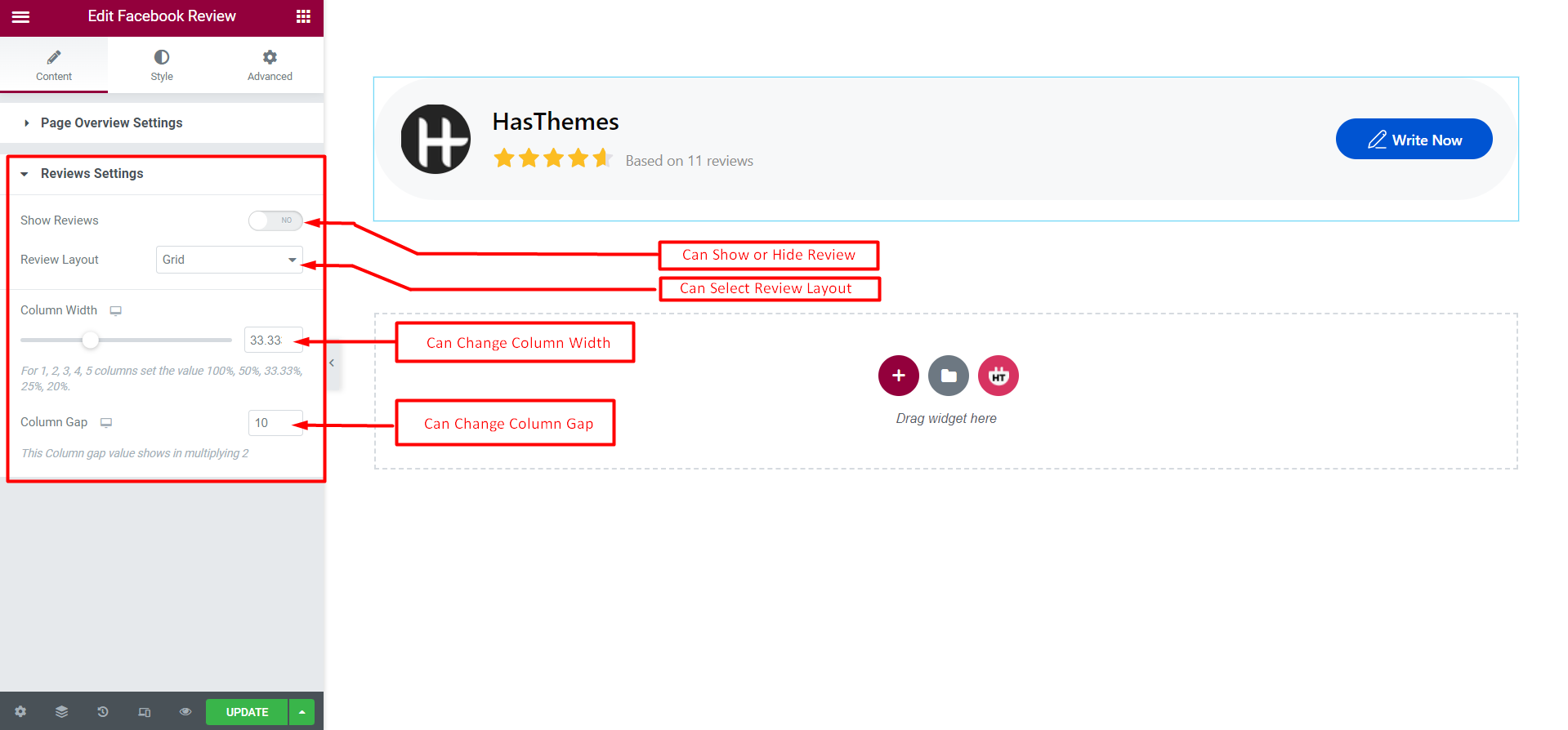 Facebook Review Widget - HT Mega Addons for Elementor