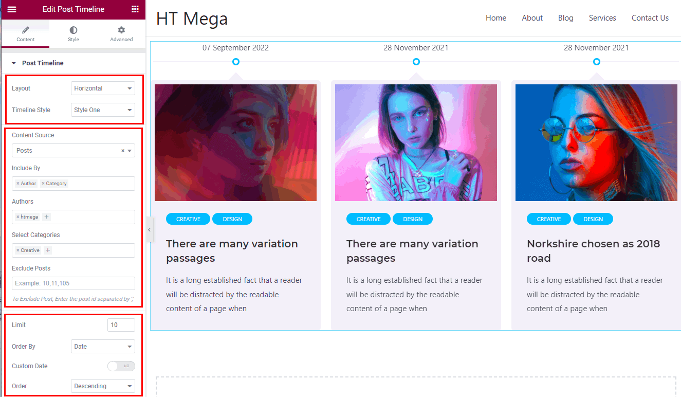 Post Timeline Widget - HT Mega Addons for Elementor