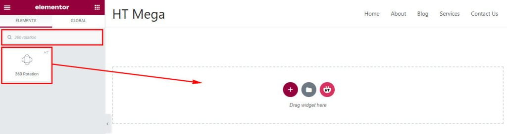 Elementor 360 rotation element