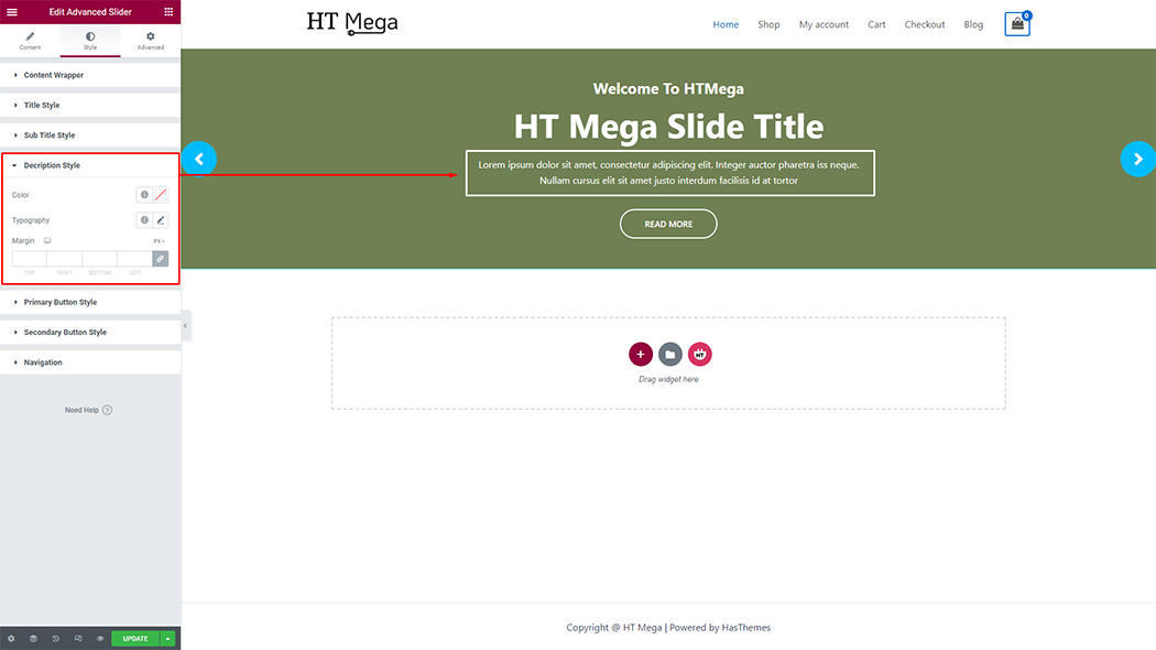 Advanced Slider Widget - HT Mega Addons for Elementor