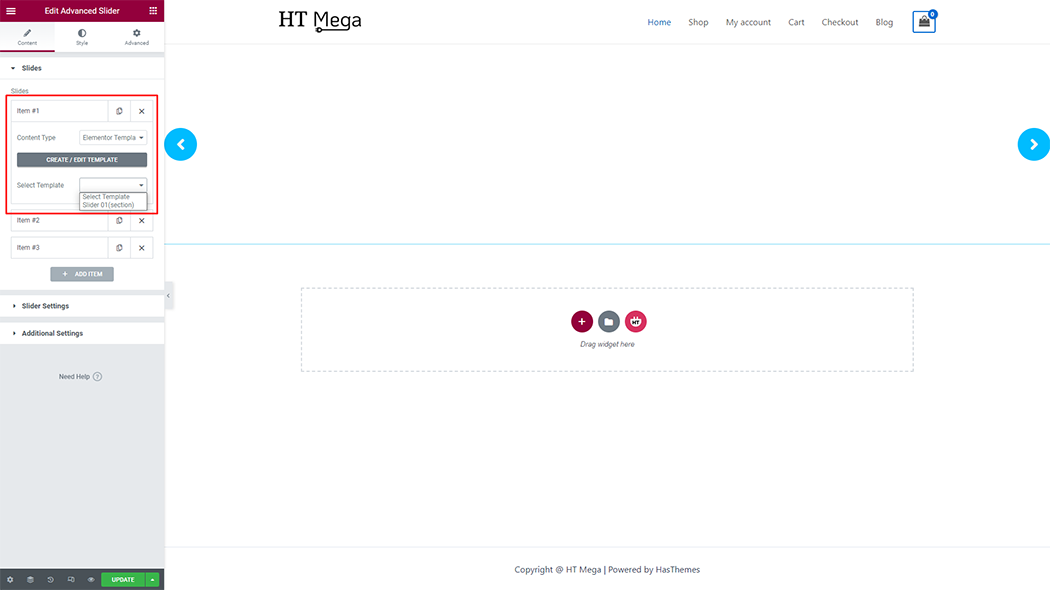 Advanced Slider Widget - HT Mega Addons for Elementor