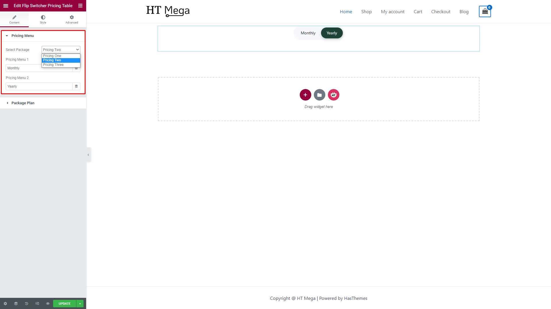 Flip Switcher Pricing Table Widget - HT Mega Addons for Elementor