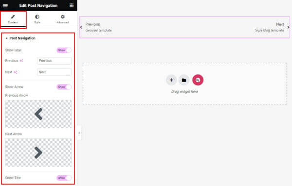 Elementor Post Navigation Widget - HT Mega Addons for Elementor